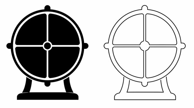 Lottery machine icons in solid and line styles for gambling design