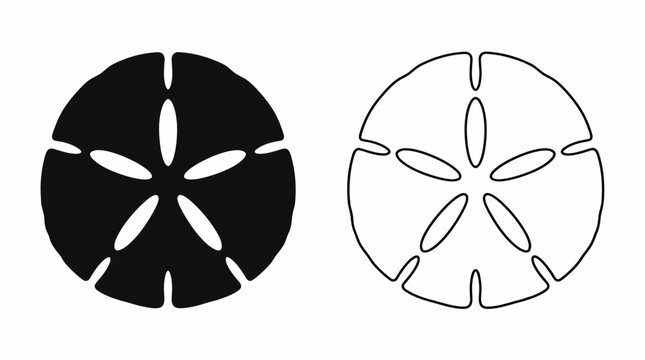 Sand Dollar Silhouette Icons, Set of Minimalist Marine Sea Life Shapes