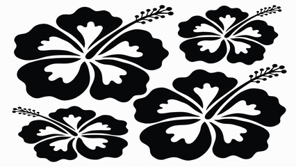 Hibiscus flower vector silhouettes set. Tropical aloha floral shapes for summer designs. © SOHAG