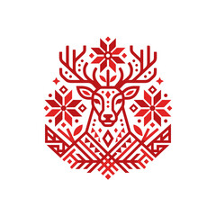 Fototapeta premium Red Deer Antler Snowflake Design.