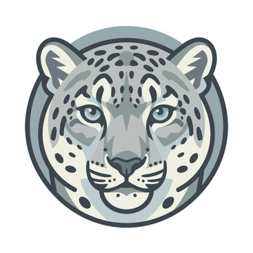 Snow leopard face closeup illustration.