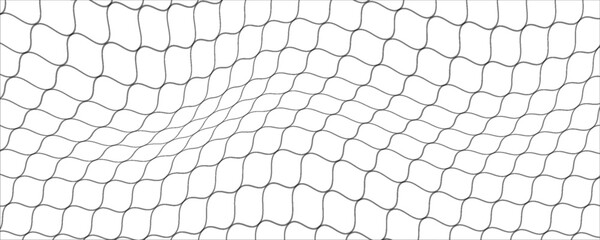 Fishing or soccer net. Repeated hexagon pattern. Black wired mesh texture isolated on white background. Metallic or fabric fence, cage or lattice structure. Vector graphic Illustration. © Rudi