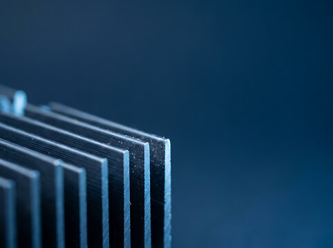 Close Up of Aluminum Heat Sink Fins for Passive Electronic Cooling System