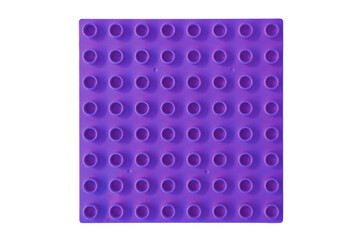 Top view Bright Purple Square lego duplo base plate toy block brick isolated on white © Ilen Studio