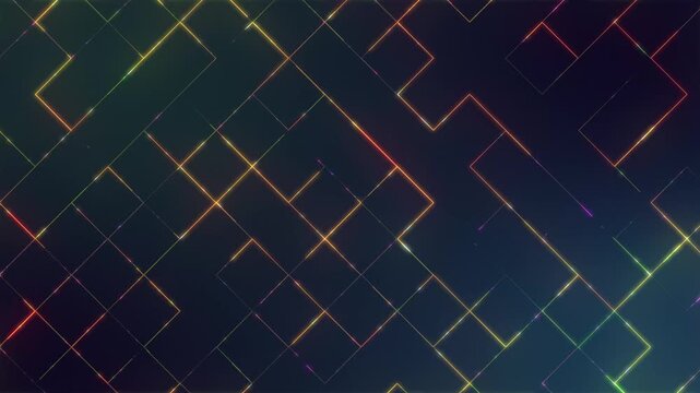 Digital grid background. Glowing neon lines forming abstract tech pattern.