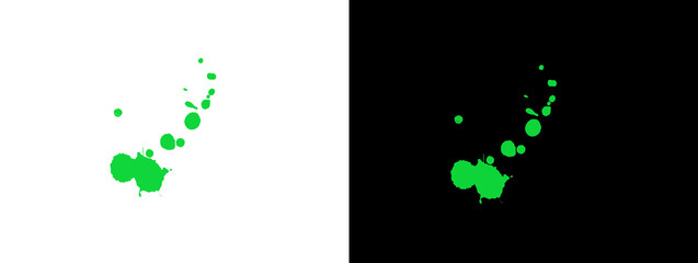 Curved Bright Green Bubble Cluster Cascade on White and Black Split Background © Rehman