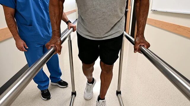 Rehabilitative Walking Training Using Parallel Bars in Healthcare Facility with Supportive Therapist