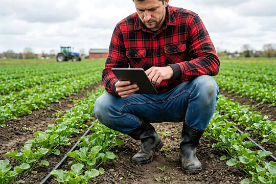 Young man using a tablet compute