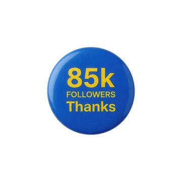 Blue Circular Badge 85k Followers Thanks Transparent Background