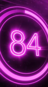 Pink neon number 84 inside circular progress ring.