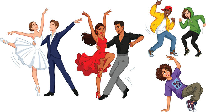 vector illustration of dancing people