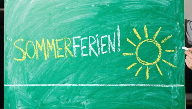 Chalkboard Writing Summer Vacation Message With Sun Drawing