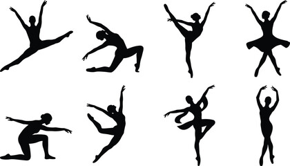 Ballet Dancer Silhouette Set with Graceful Dance Poses Professional Vector Collection © Md Ohidul
