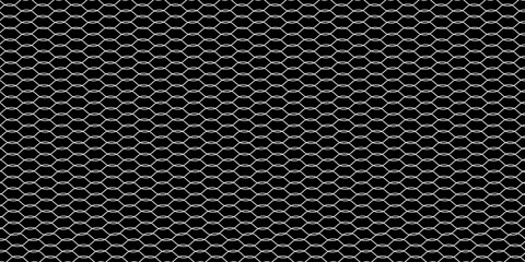 Fishing or soccer net. Repeated hexagon pattern. Black wired mesh texture isolated on white background.ilustrasion modern. © Arya