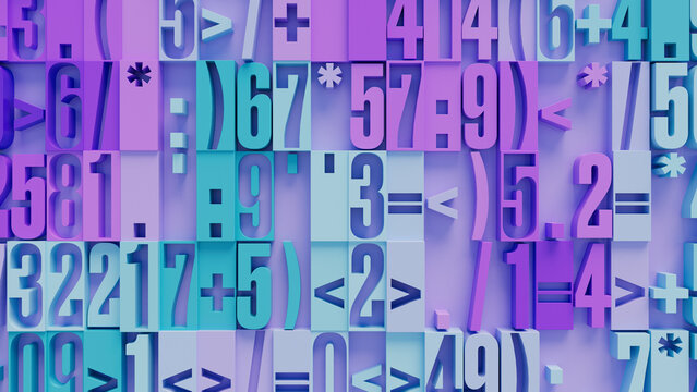 Colorful Abstract Geometric Shapes in Varying Sizes and Orientations on Light Purple Background, Playful Digital Art for Education, Technology, and Creative Design Projects