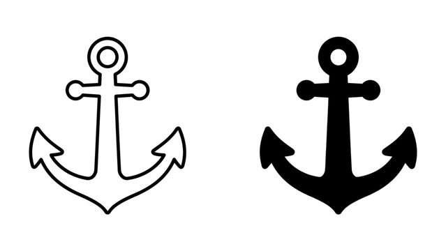 Anchor Icon: A set of two anchor icons, one outlined and one filled, representing maritime tradition and stability.