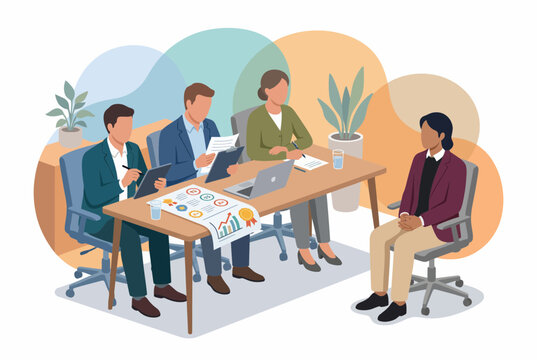 Job Interview and Recruitment Process with HR Panel and Candidate