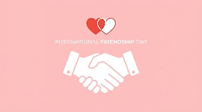 International friendship day handshake illustration with hearts, friendship