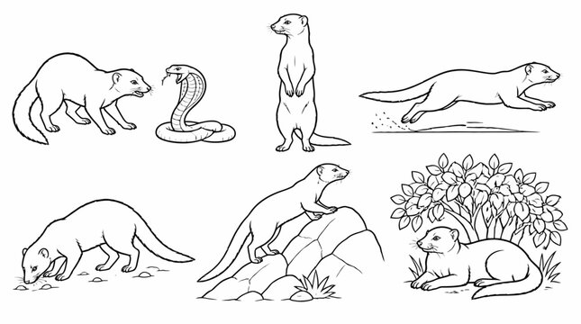 Mongoose Character Set in Various Poses and Actions