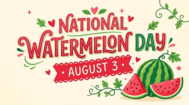 National watermelon day decorative greeting card illustration with watermelon