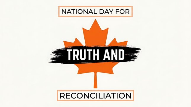 National day for truth and reconciliation graphic with orange maple leaf
