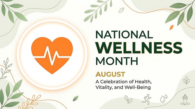 National wellness month awareness event design august with wellness, lifestyle