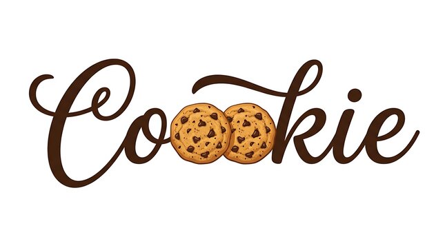 Decorative cookie lettering with chocolate chip cookie icon chocolate snacking