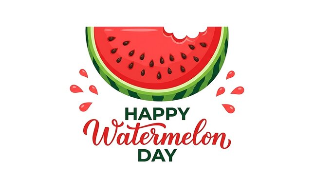 Happy watermelon day greeting card design with sliced fruit illustration