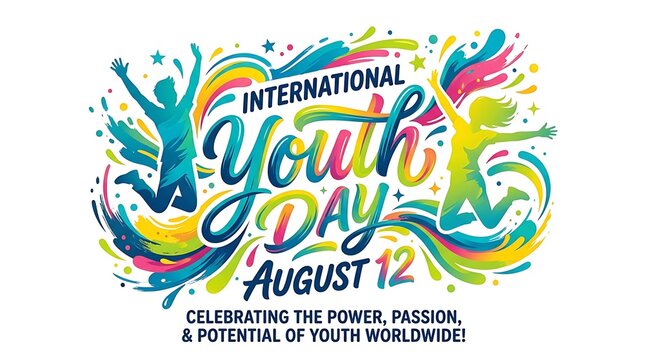 International youth day colorful celebration typography poster with internationa