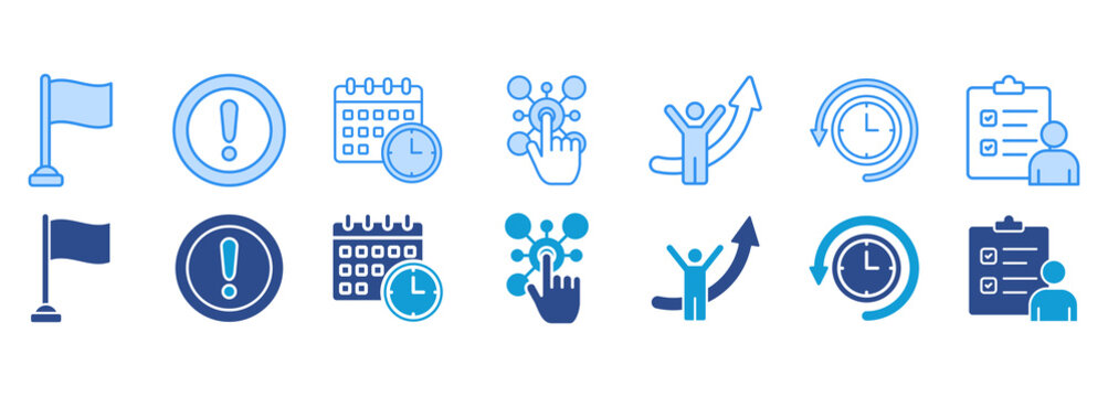 time management icon pack dual tone collection set. Vector Illustration Concept