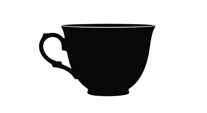 Teacup silhouette stands isolated against a clean white background for simple design.