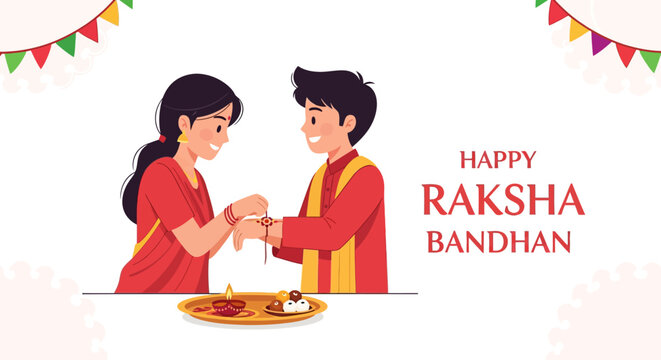Happy Raksha Bandhan: Sister Ties Rakhi On Brother's Wrist, Indian Festival, Celebration