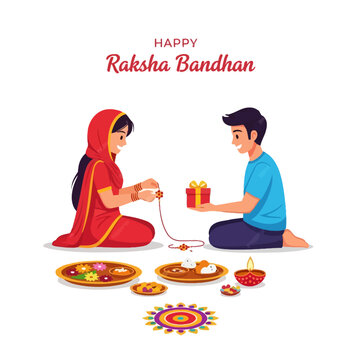 Happy Raksha Bandhan: Sister Ties Rakhi to Brother, Gift & Pooja Thali