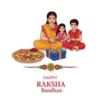 Indian Family Celebrating Raksha Bandhan Festival