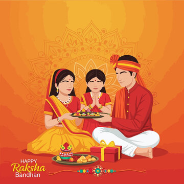 Indian Family Celebrating Raksha Bandhan Festival of Sibling Love