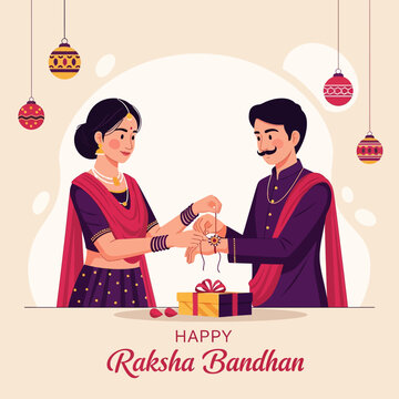Raksha Bandhan Celebration: Sister Ties Rakhi to Brother with Gifts and Lanterns