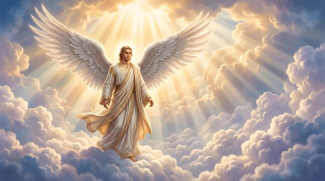 Angel, Faith. Angel in heaven, religious and spiritual faith, guardian of god, generative AI