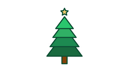 Fototapeta premium A simple flat vector illustration of a green pine tree with a yellow star on top