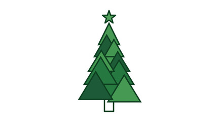 Fototapeta premium A minimalist graphic illustration of a stylized evergreen tree with a star on top