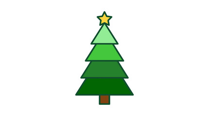 Obraz premium A simple flat vector illustration of a green evergreen tree with a yellow star on top