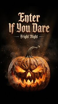 Spooky jack o' lantern happy halloween fright night poster design