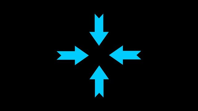 Arrows all directions icon. Four arrows corner four arrows expand Outline icon animation on transparent background. Arrow icon in trendy flat icon. 4k video