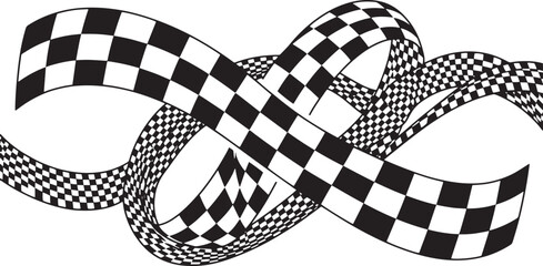 Fototapeta premium Abstract twisted racing checkered flag ribbon elements vector illustration