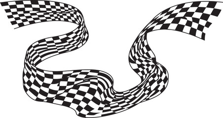 Fototapeta premium Dynamic racing checkered flag wave vector illustration on white background