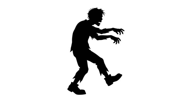 Zombie, black silhouette, monster, Halloween vector, undead creature