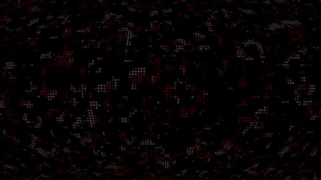 Hi Tech Motion Graphic Background with Pink and Red Flickering LED Dots on Dark Digital Grid, Seamless Abstract Technology Halftone Overlay Animation Loop in 4K