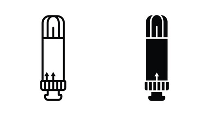 Obraz premium Air pump or pressurized device icon set in outline and silhouette styles for mechanical and technical applications with pressure mechanical technical engineering