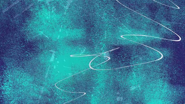 Vintage blue background with noise spots and scuffs and hand scribbles.  Looped background with texture animation.