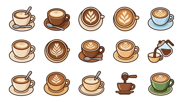 Coffee Latte Art Collection: Cute Pixel Art Icons