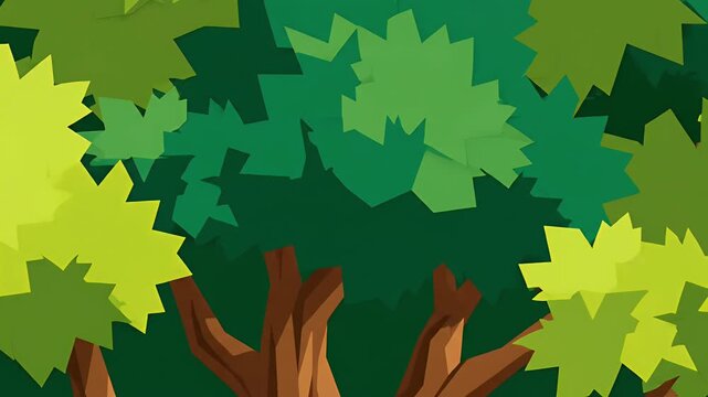 Pixel art deciduous tree with lush green leaves, thick brown trunk, and spreading branches, simple cartoon style
